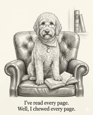 Pablo's letter in pencil sketch style: I've read every page Well, I chewed every page
